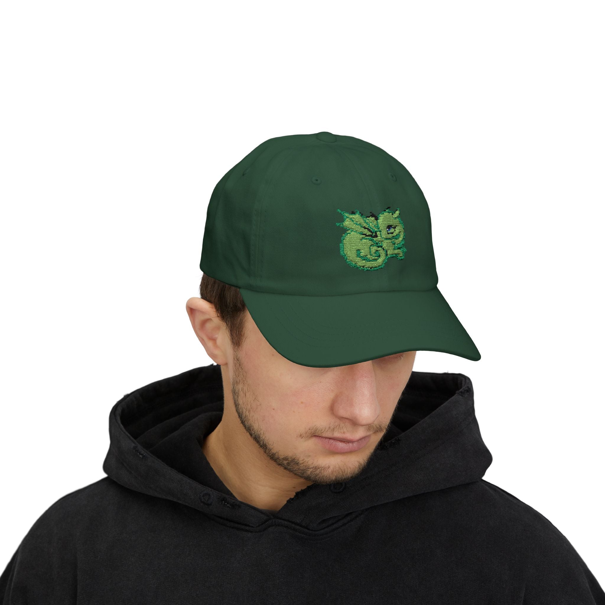 Embroidered Green Baby Dragon Dad Cap — Cute Fantasy Baseball Hat