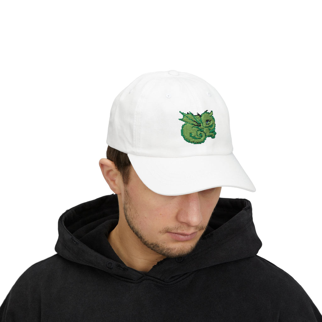 Embroidered Green Baby Dragon Dad Cap — Cute Fantasy Baseball Hat