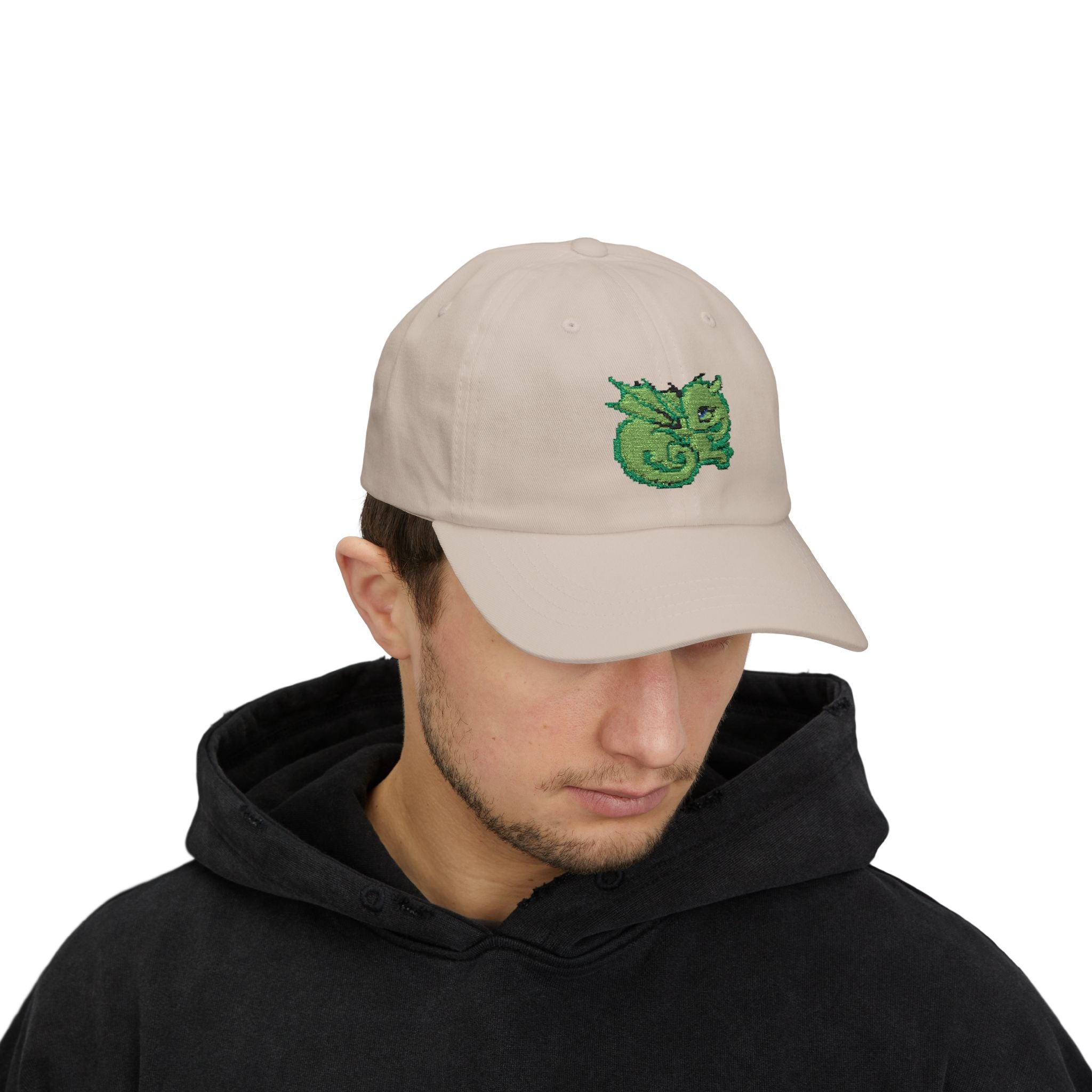 Embroidered Green Baby Dragon Dad Cap — Cute Fantasy Baseball Hat