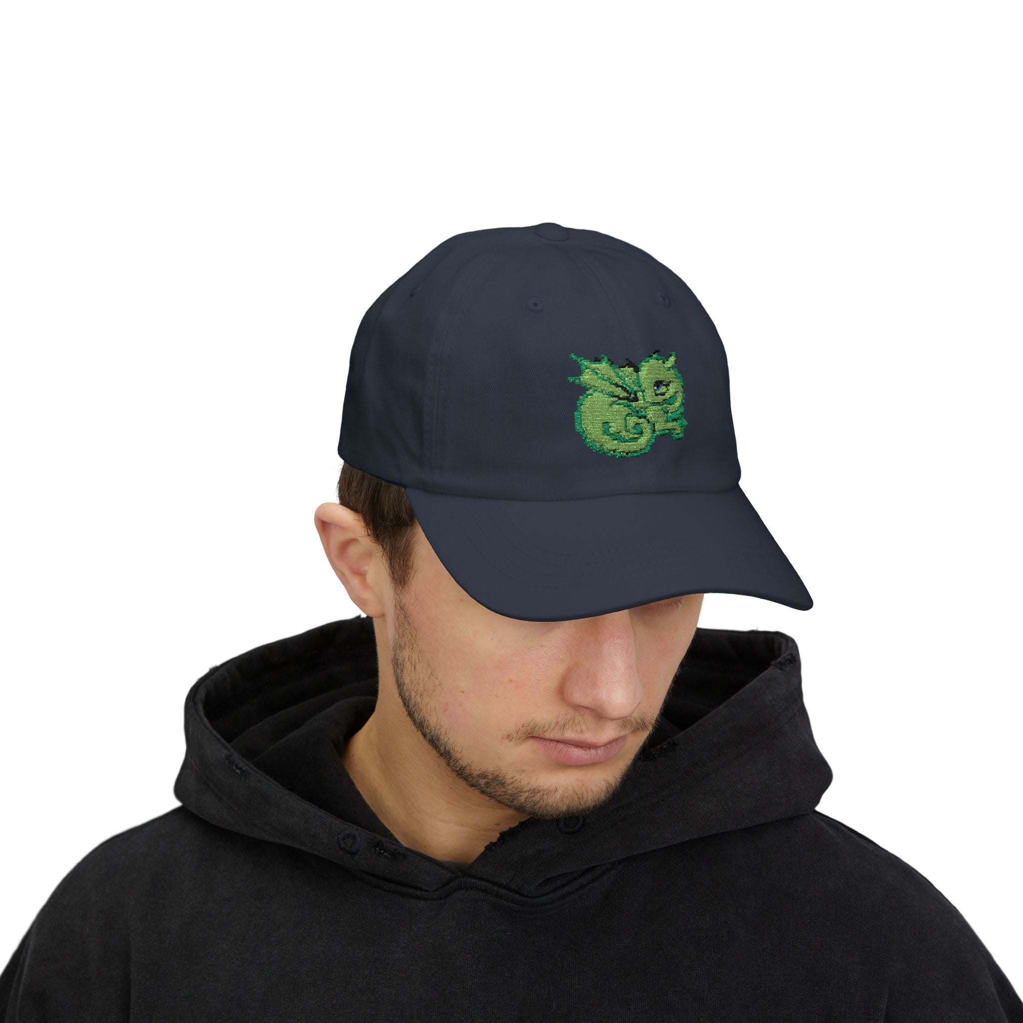 Embroidered Green Baby Dragon Dad Cap — Cute Fantasy Baseball Hat