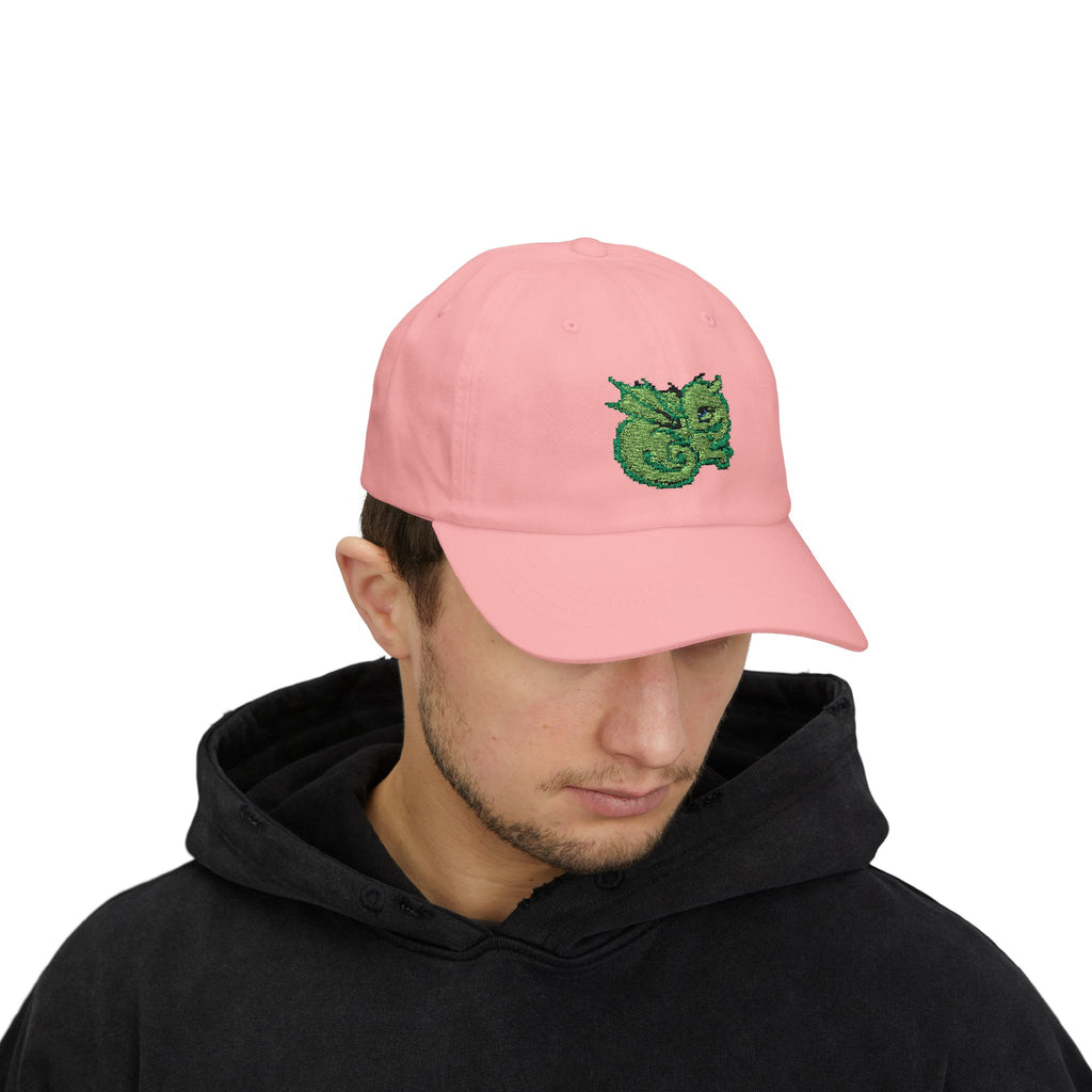 Embroidered Green Baby Dragon Dad Cap — Cute Fantasy Baseball Hat
