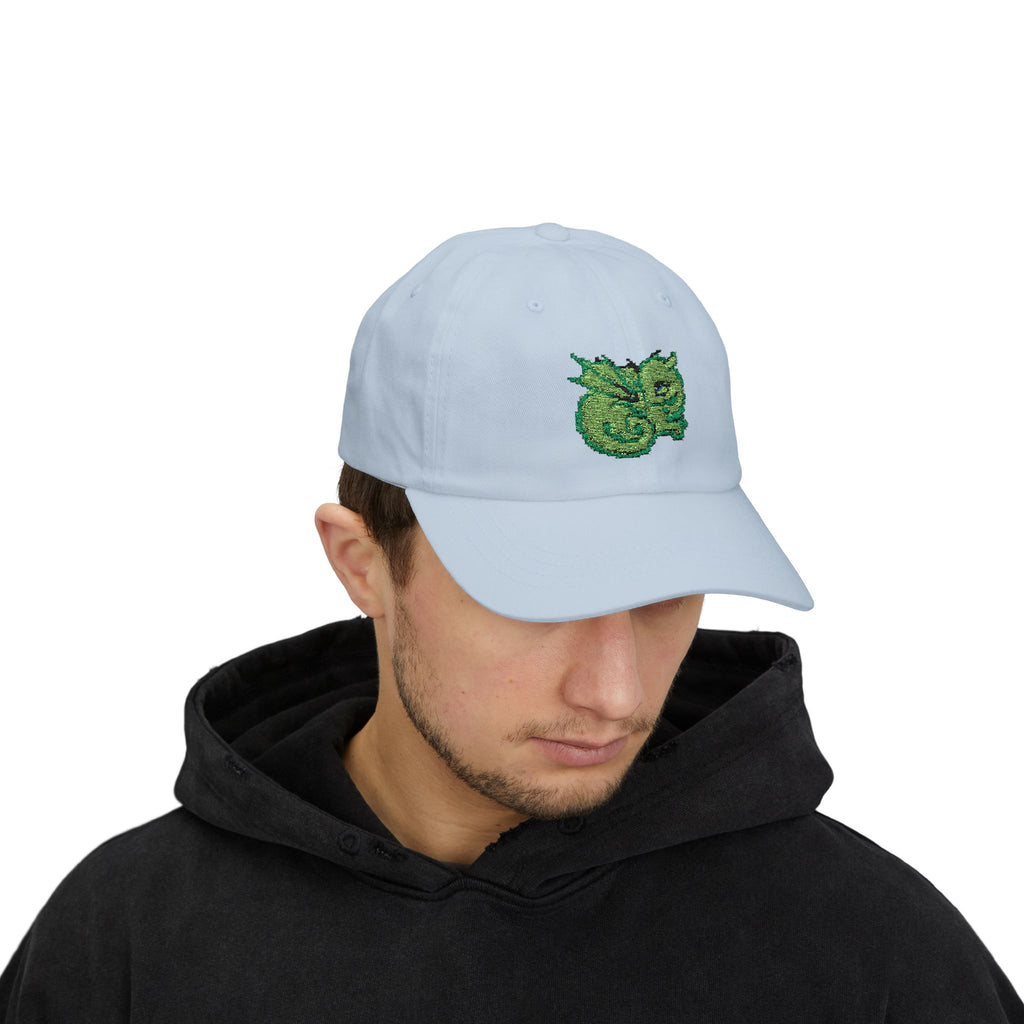 Embroidered Green Baby Dragon Dad Cap — Cute Fantasy Baseball Hat